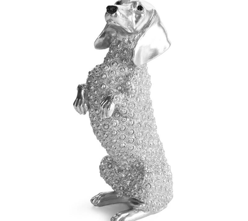 Figurka ceramiczna Senti srebrna 8 X 8 X 20 cm – błyszcząca ozdoba wnętrz