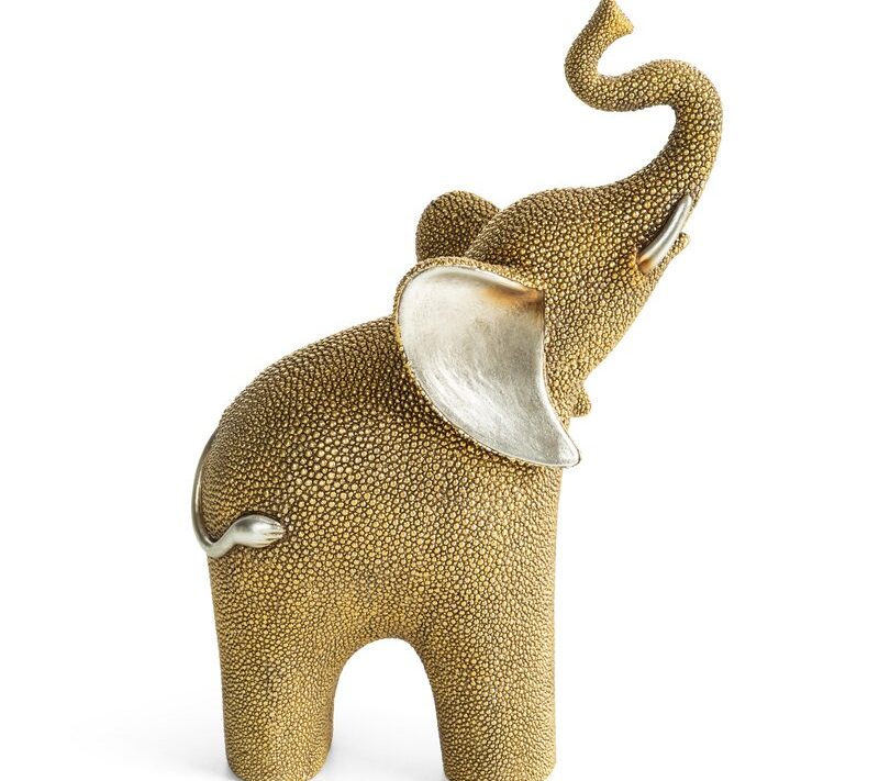 Figurka ceramiczna słoń Lukas złota 16 X 8 X 25 CM – symbol szczęścia i egzotyki