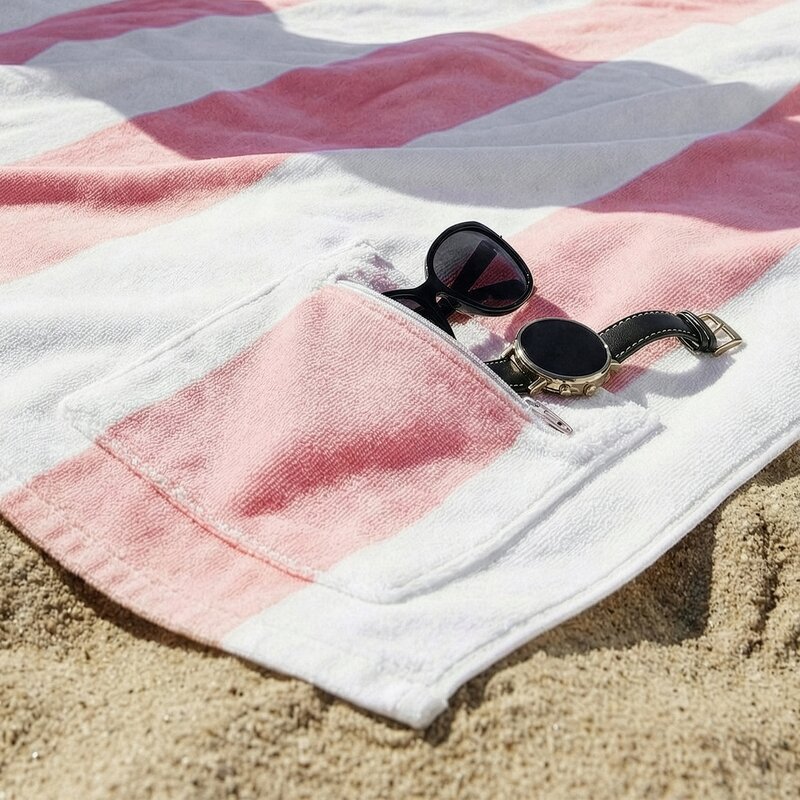 Ręcznik Lagun różowy 90 X 170 CM – z kieszonką na zamek