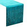 Bieżnik velvetowy ROYAL 3 ciemnoturkusowy 35 X 140 CM – na stół i komodę