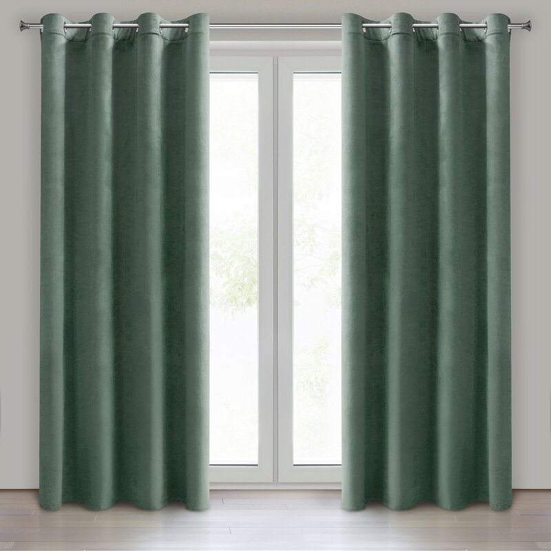 Zasłona gotowa D91 NAMI ciemnomiętowa 135 X 250 CM – welwetowa, miękka tkanina
