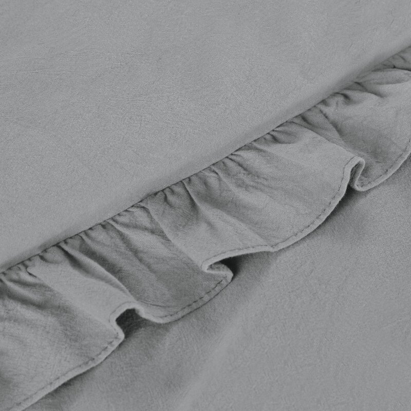 Komplet pościeli bawełnianej Falbanka srebrny 160 X 200 cm – naturalna bawełna, komfort snu