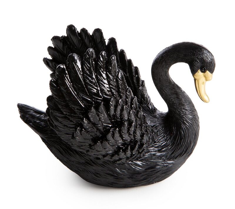 Figurka ceramiczna Devin czarna 12 X 8 X 9 CM – z motywem łabędzia