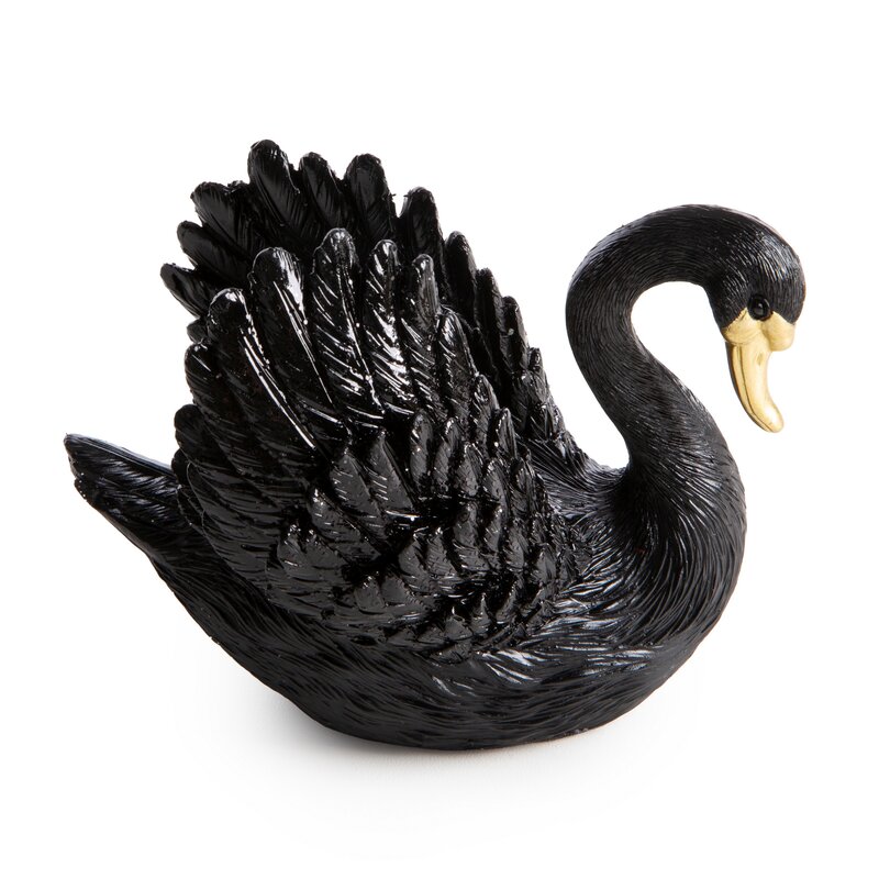 Figurka ceramiczna Devin czarna 12 X 8 X 9 CM – z motywem łabędzia