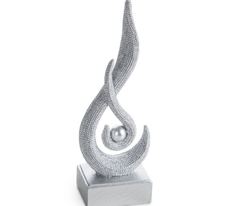 Figurka ceramiczna ELDO srebrna 8 X 5 X 21 CM – wyrazisty akcent