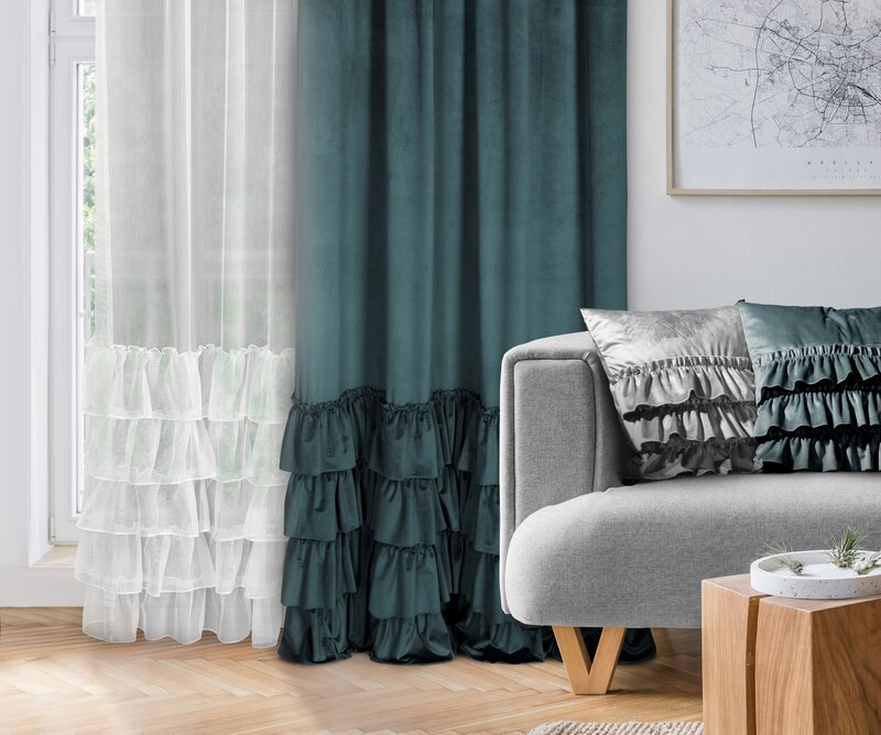 Zasłona gotowa Charlotte1 morska 140 X 270 CM – gotowa do zawieszenia