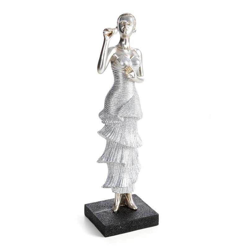 Figurka ceramiczna Doli srebrna 9 X 8 X 31 cm – dodaje blasku wnętrzu