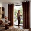 Zasłona gotowa Melanie jasnobrązowa 140 X 250 CM – miękki velvet