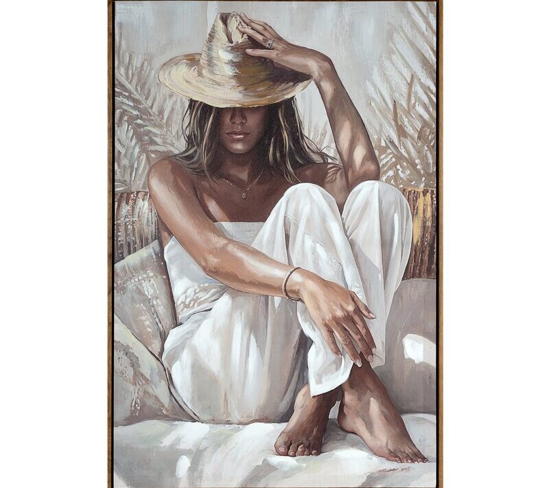 Obraz ręcznie malowany kremowy 60 X 90 X 4 CM – do salonu i sypialni, wniesie spokój