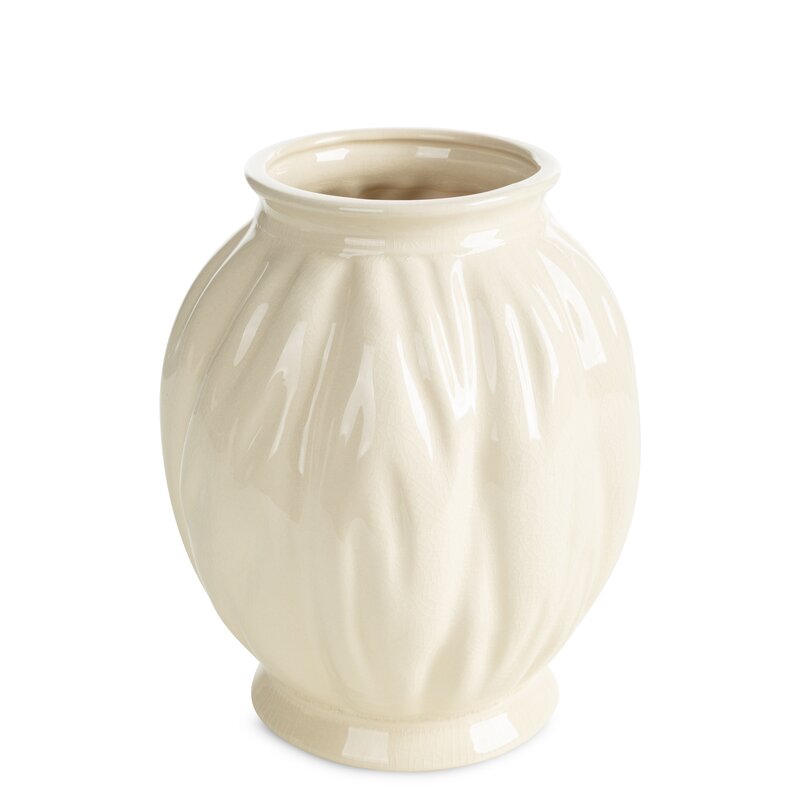 Wazon ceramiczny Angela kremowy O 20 X 26 cm – z unikalną fakturą