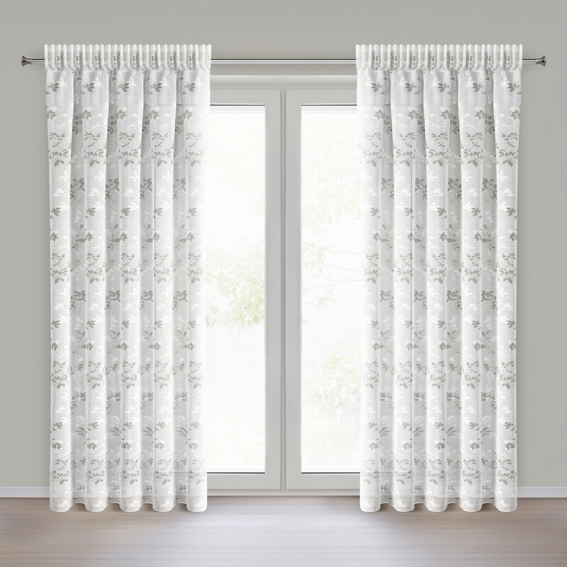 Zasłona gotowa Monica biała 140 X 270 cm – z botanicznym nadrukiem
