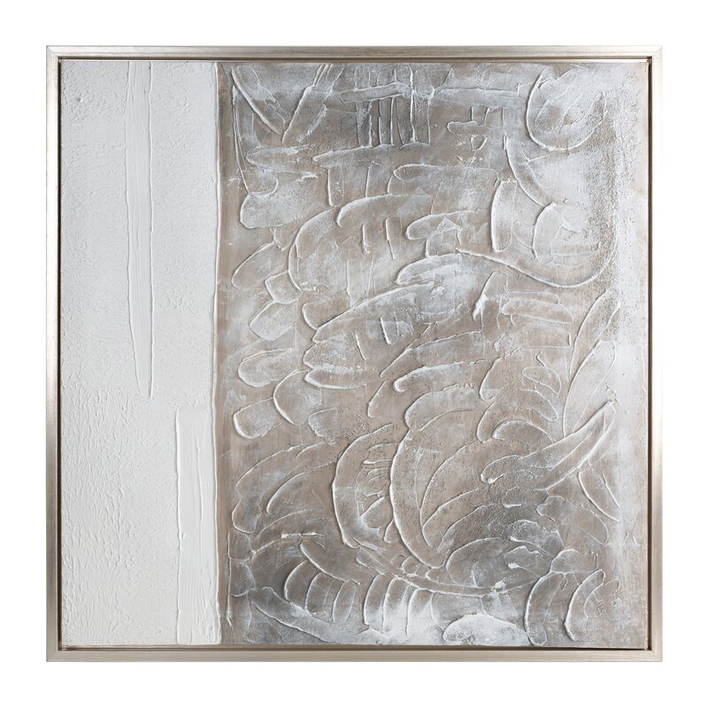 Obraz ręcznie malowany abstrakcyjny 778 biały 80 X 80 X 4 CM – nowoczesny akcent