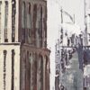 Obraz ręcznie malowany miejski pejzaż kremowy 70 X 100 X 4 CM – z artystyczną głębią