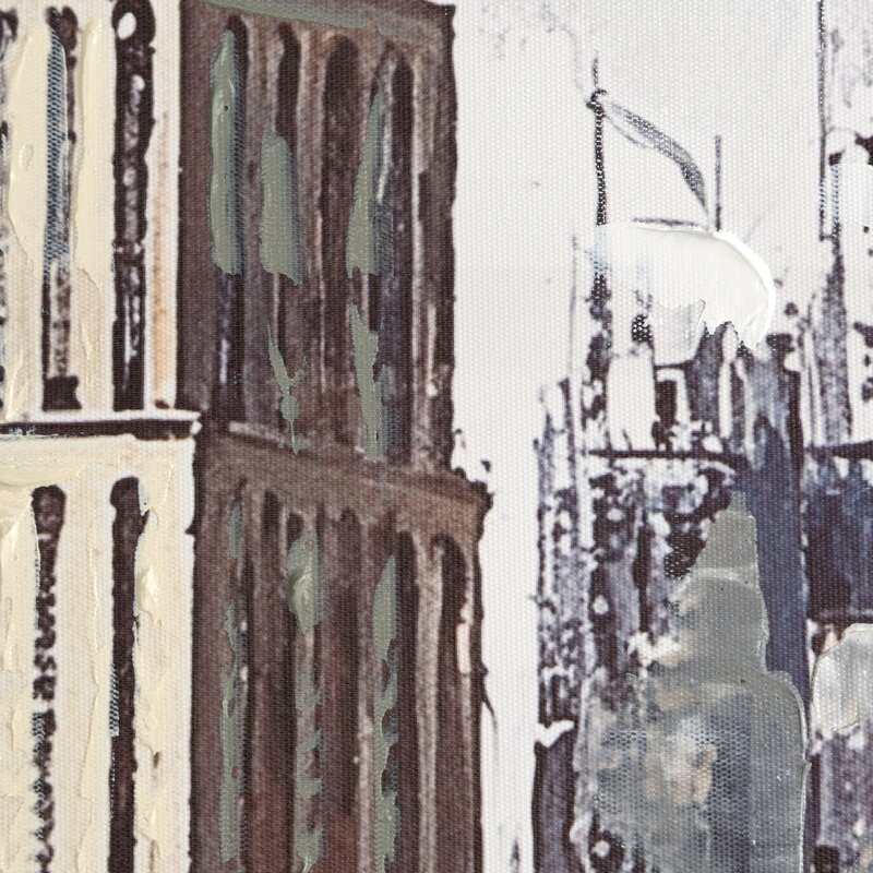 Obraz ręcznie malowany miejski pejzaż kremowy 70 X 100 X 4 CM – z artystyczną głębią