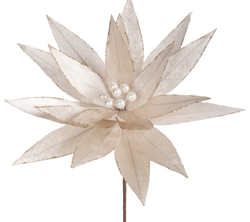 KWIAT ŚWIĄTECZNY 302 O 31 CM JASNOBEŻOWY