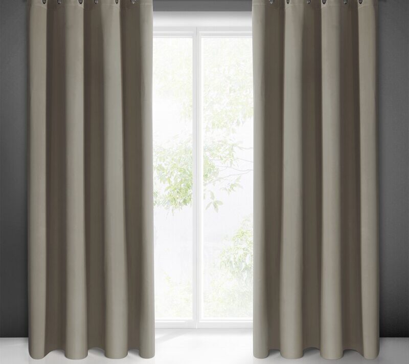 Zasłona gotowa Blackout ciemnobeżowa 135 X 250 cm – pełne zaciemnienie