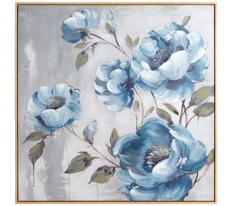 Obraz 758 niebieski 80 X 80 X 4 cm – z motywem kwiatów