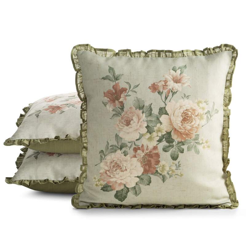 Poszewka Fiore 2 oliwkowa 45 X 45 cm – kwiatowy akcent