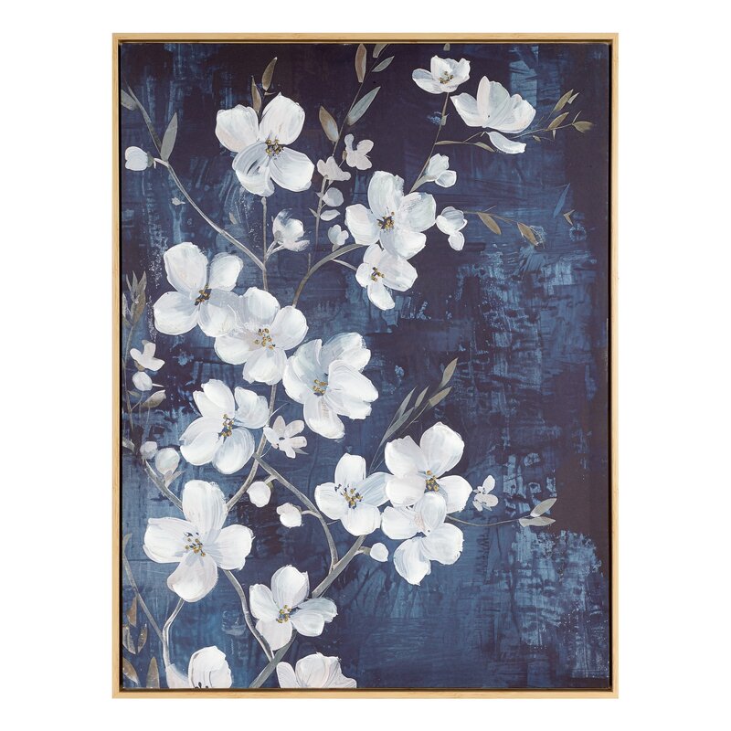 Obraz 759 granatowy 60 X 80 X 4 CM – z motywem kwiatów