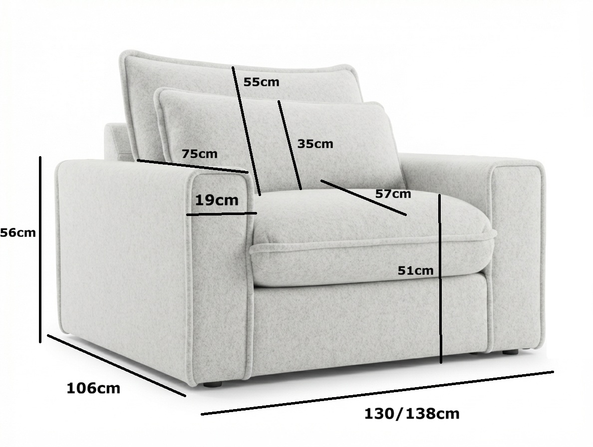 Nowoczesny Fotel Tapicerowany Tapela z poduszkami 130/138cm - Wypoczynkowy dla Całej Rodziny