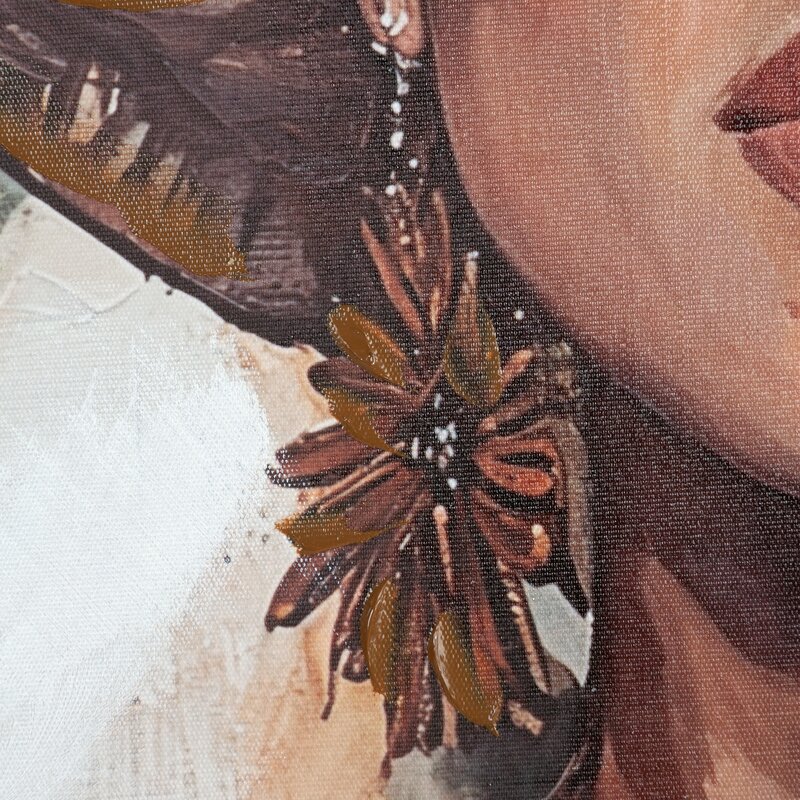 Obraz ręcznie malowany 743 Portret Kobiety w Kapeluszu jasnobrązowy 60 X 90 X 4 cm – artystyczny akcent do wnętrz