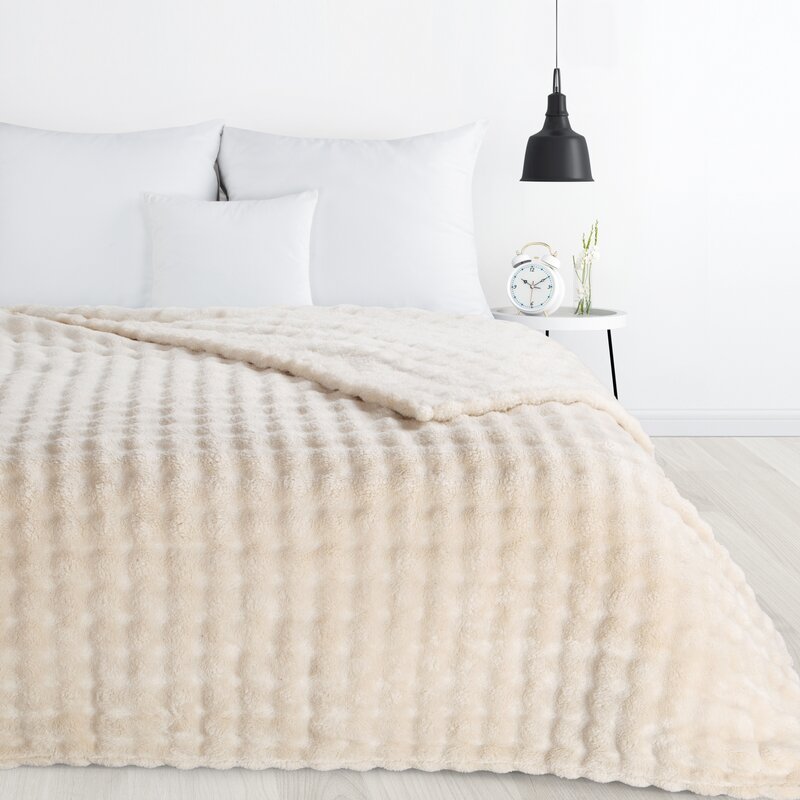 Koc bubble D91 NELA beżowy 200 X 220 cm – miękki i przytulny