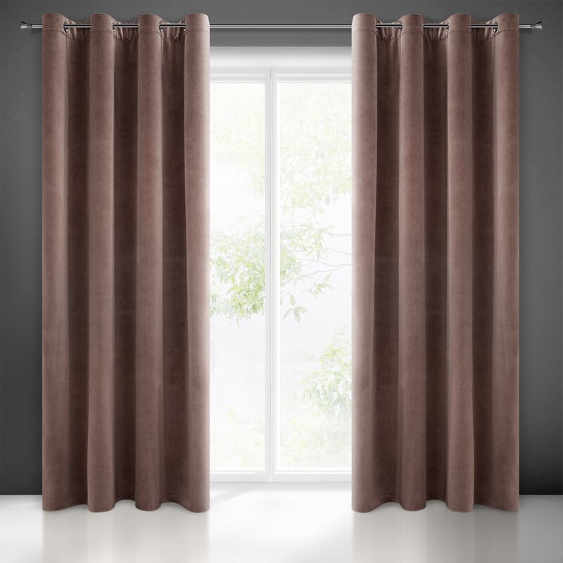 Zasłona gotowa Adelle brązowa 140 X 250 CM – miękka welwetowa