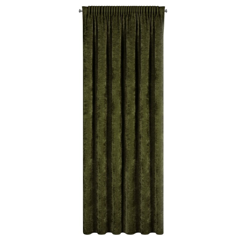 Zasłona szenilowa Neska na taśmie ciemnooliwkowa 140 X 270 cm – miękka w dotyku