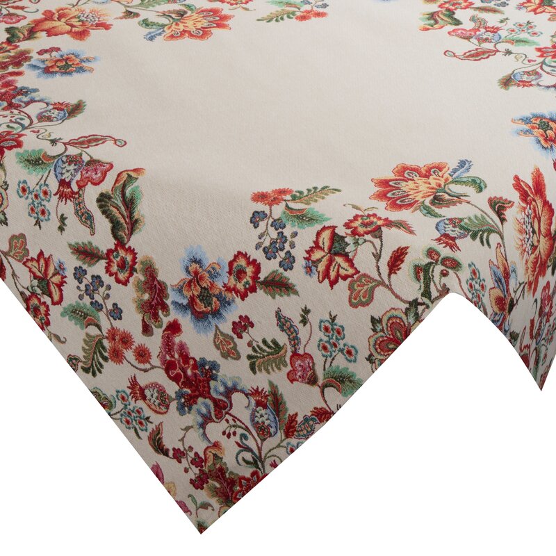 Obrus gobelinowy kwiatowy naturalny 100X100 – ciepło i elegancja