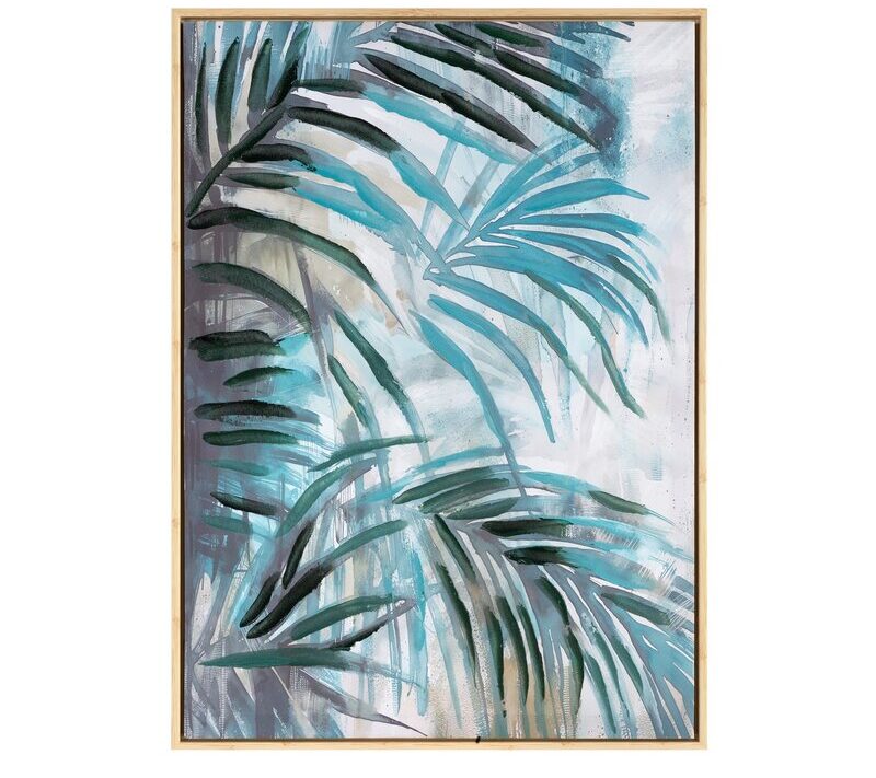 Obraz ręcznie malowany 747 zielony 50 X 70 X 4 CM – motyw palmowych liści