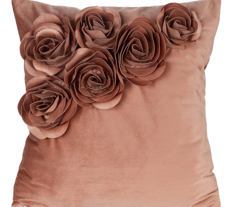 Poszewka Flores rudy 45 X 45 CM – welwetowa z różami