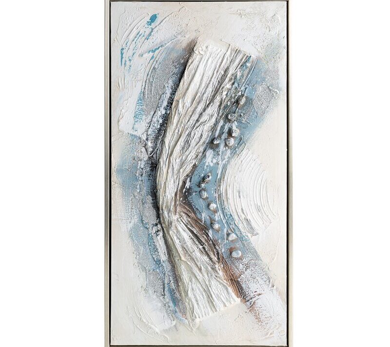 Obraz abstrakcyjny 768 biały 32 X 62 X 4 CM – z trójwymiarową fakturą