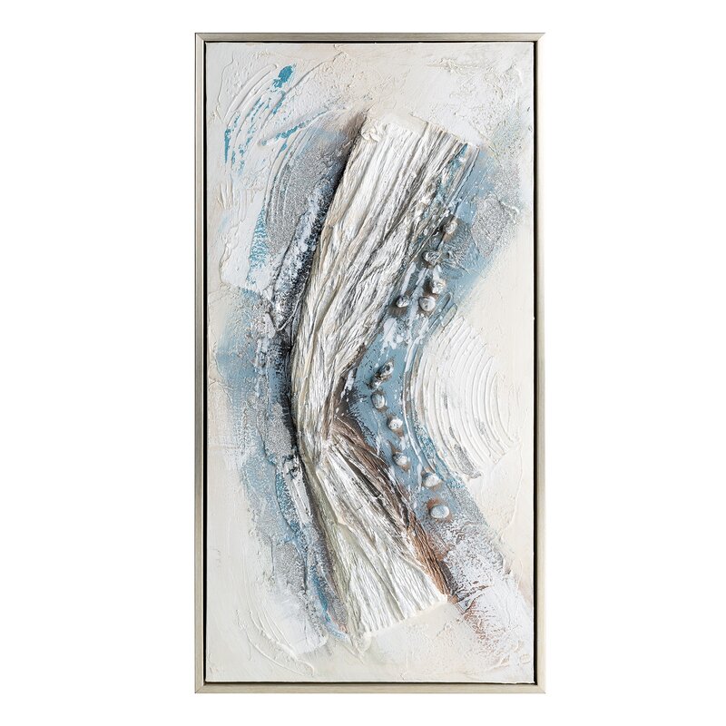 Obraz abstrakcyjny 768 biały 32 X 62 X 4 CM – z trójwymiarową fakturą
