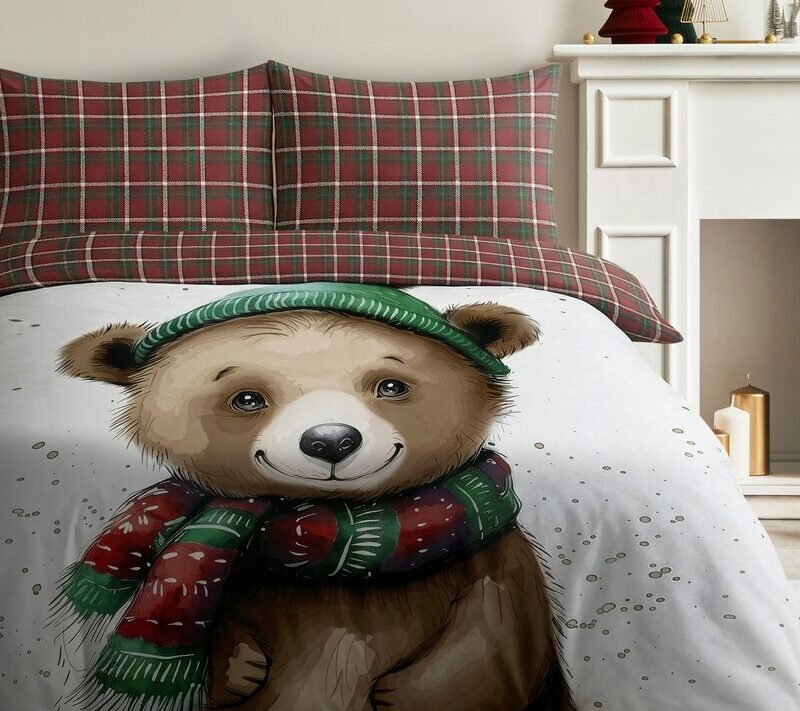 ŚWIĄTECZNY KOMPLET POŚCIELI CUDDLE 160 X 200 CM BRĄZOWY