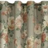 Zasłona gotowa Fiore oliwkowa 140 X 250 CM – romantyczny kwiatowy wzór