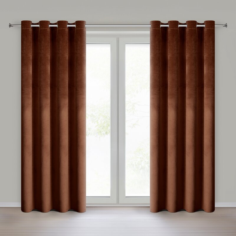 Zasłona gotowa Melanie jasnobrązowa 140 X 250 CM – miękki velvet
