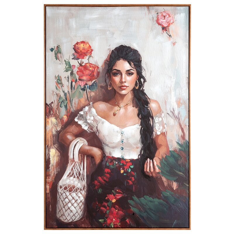 Obraz ręcznie malowany 741 kremowy 80 X 120 X 4 CM – romantyczny punkt centralny