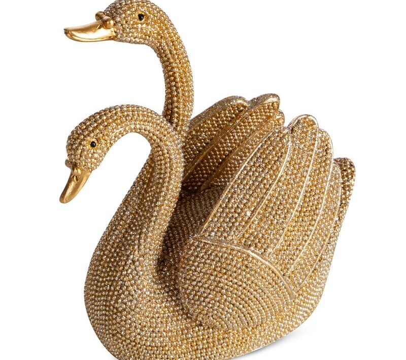 Figurka ceramiczna ELDO złota 12 X 8 X 14 CM – z motywem łabędzi