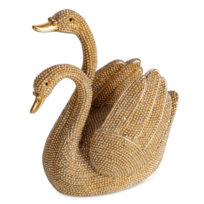 Figurka ceramiczna ELDO złota 12 X 8 X 14 CM – z motywem łabędzi