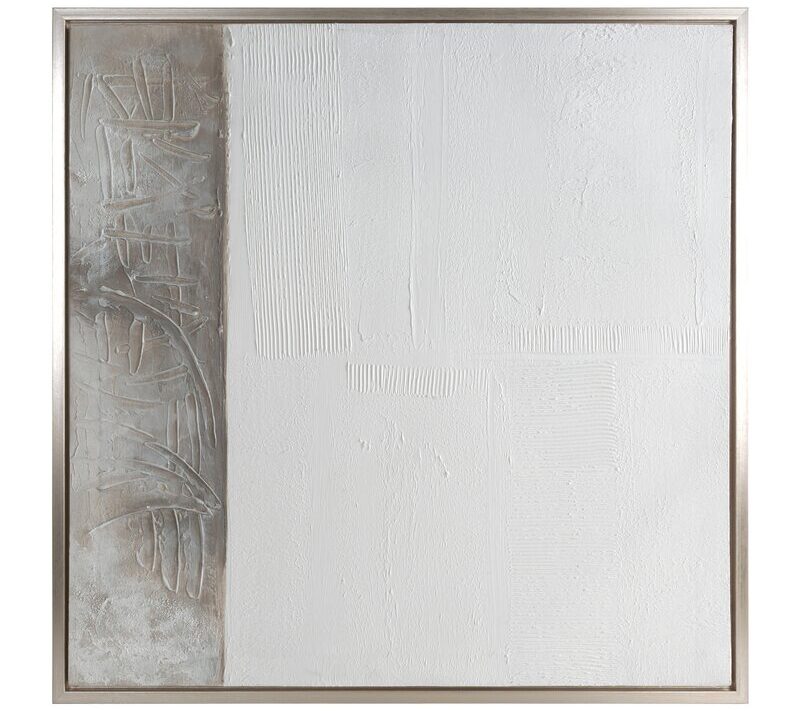 Obraz ręcznie malowany 779 biały 80 X 80 X 4 CM – z subtelną fakturą