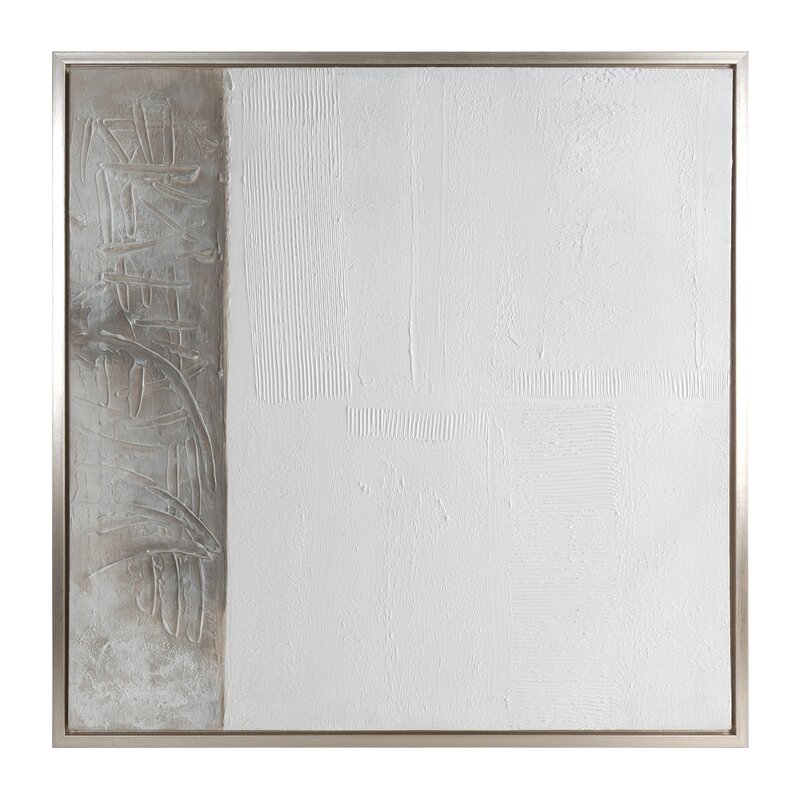 Obraz ręcznie malowany 779 biały 80 X 80 X 4 CM – z subtelną fakturą