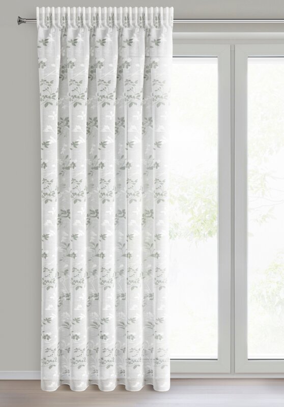 Zasłona gotowa Monica biała 140 X 270 cm – z botanicznym nadrukiem