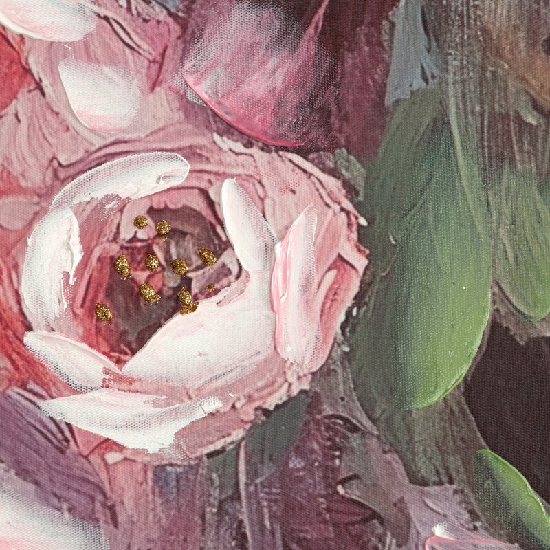 Obraz ręcznie malowany różowy 70 X 100 X 4 cm – artystyczny akcent