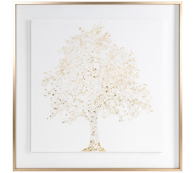 Obraz Złote Drzewo biały 80 X 80 X 3 CM – rozświetla wnętrze