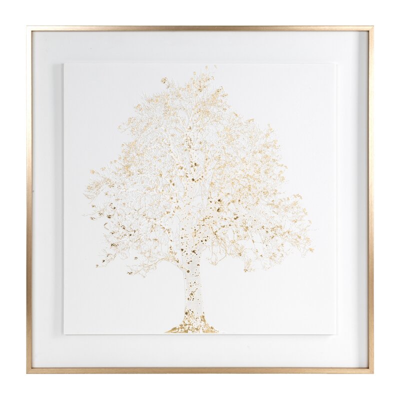 Obraz Złote Drzewo biały 80 X 80 X 3 CM – rozświetla wnętrze