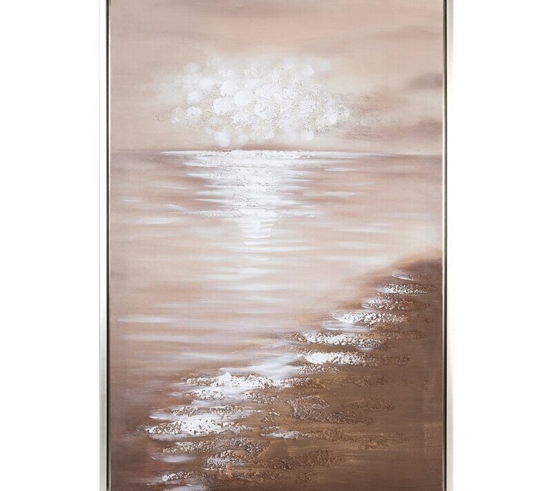 Obraz ręcznie malowany Pejzaż morski brązowy 60 X 90 X 4 CM – idealny do salonu i sypialni