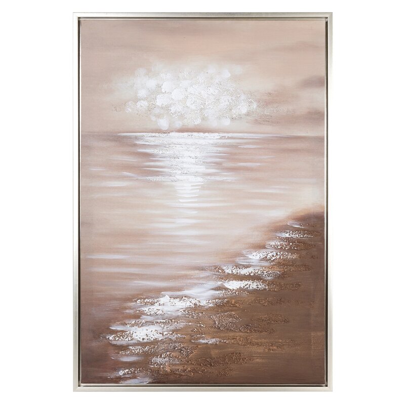 Obraz ręcznie malowany Pejzaż morski brązowy 60 X 90 X 4 CM – idealny do salonu i sypialni
