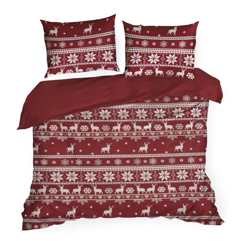 ŚWIĄTECZNY KOMPLET POŚCIELI OSLO 160 X 200 CM CZERWONY