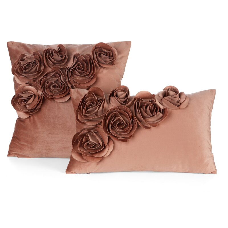 Poszewka Flores rudy 45 X 45 CM – welwetowa z różami