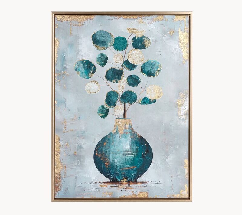 Obraz ręcznie malowany 776 butelkowy zielony 45 X 60 X 3 CM – z motywem roślinnym